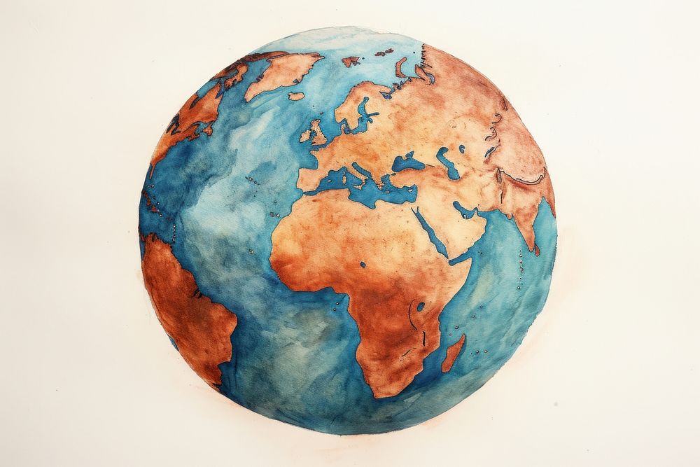 Painting of earth drawing sphere planet.