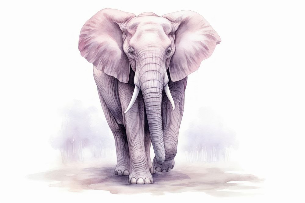 Painting of elephant drawing wildlife animal.
