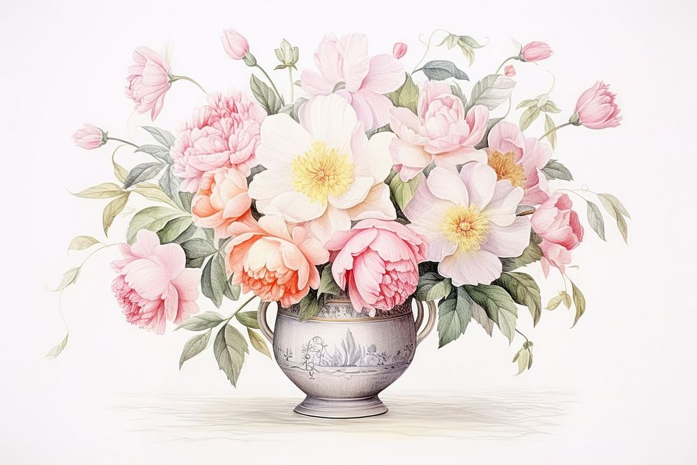 Painting of flower vase plant petal art.