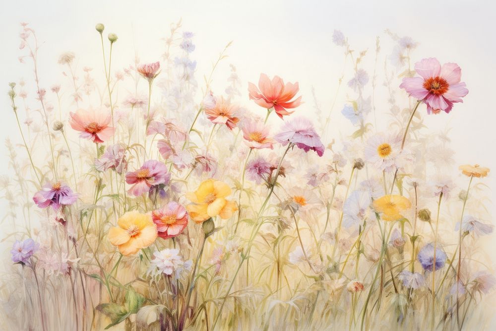 Painting of flower garden backgrounds outdoors blossom.