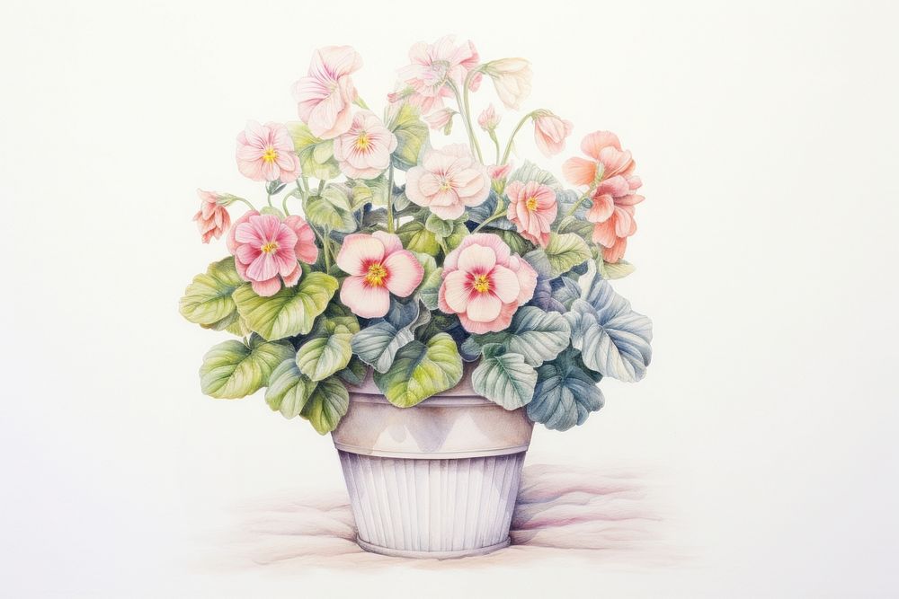 Painting of flower pot drawing sketch plant.