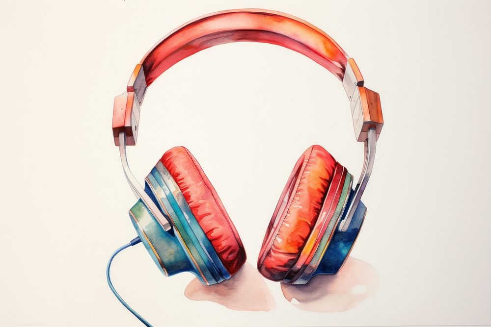 Painting of headphones headset electronics technology.