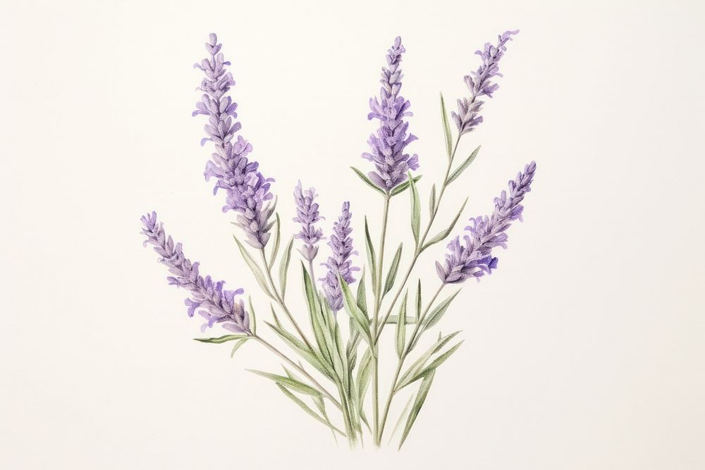 Painting of lavender blossom drawing flower.