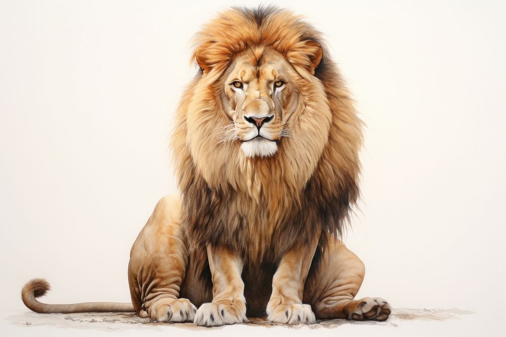 Painting of lion wildlife mammal animal.