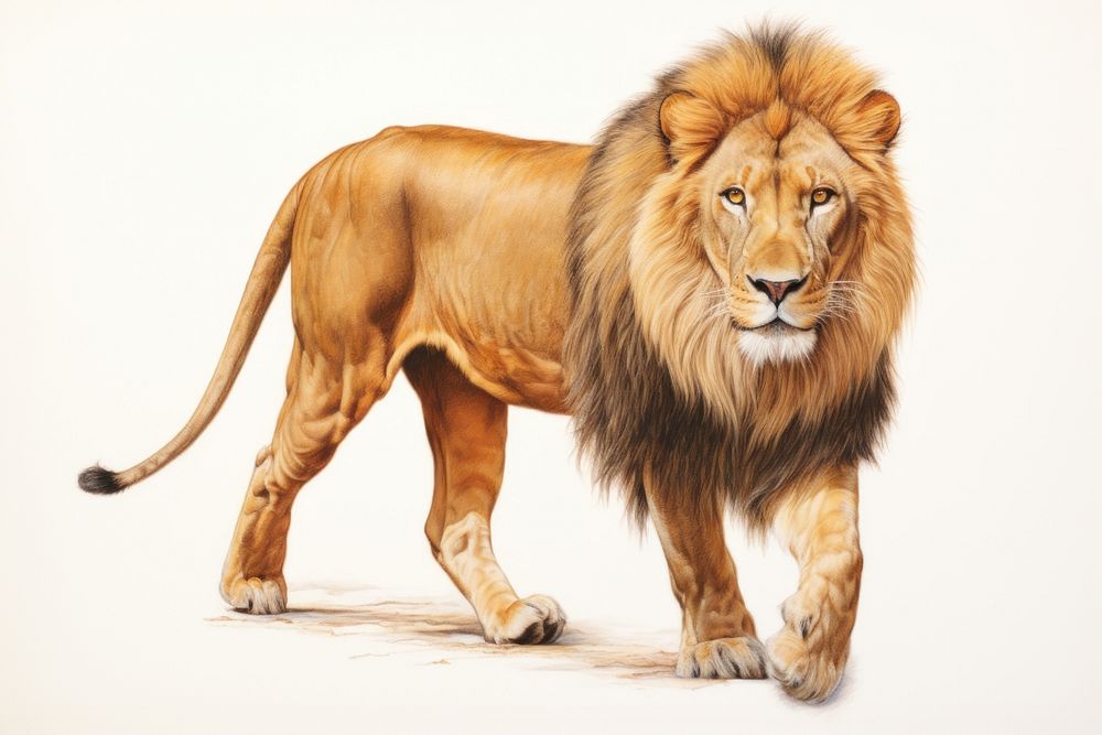 Painting of lion wildlife drawing mammal.