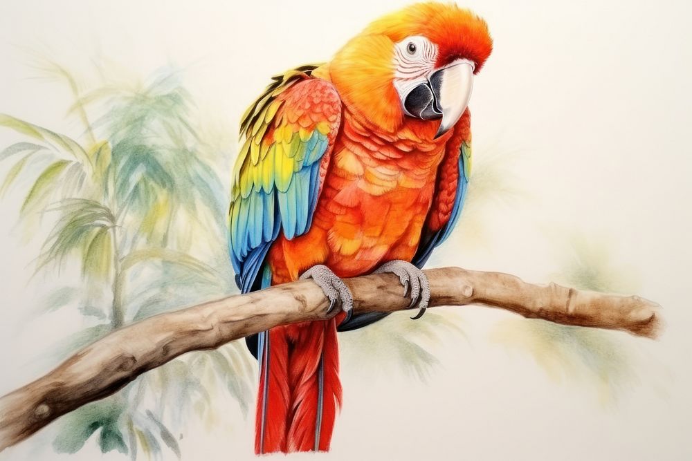 Painting of parrot drawing animal bird.