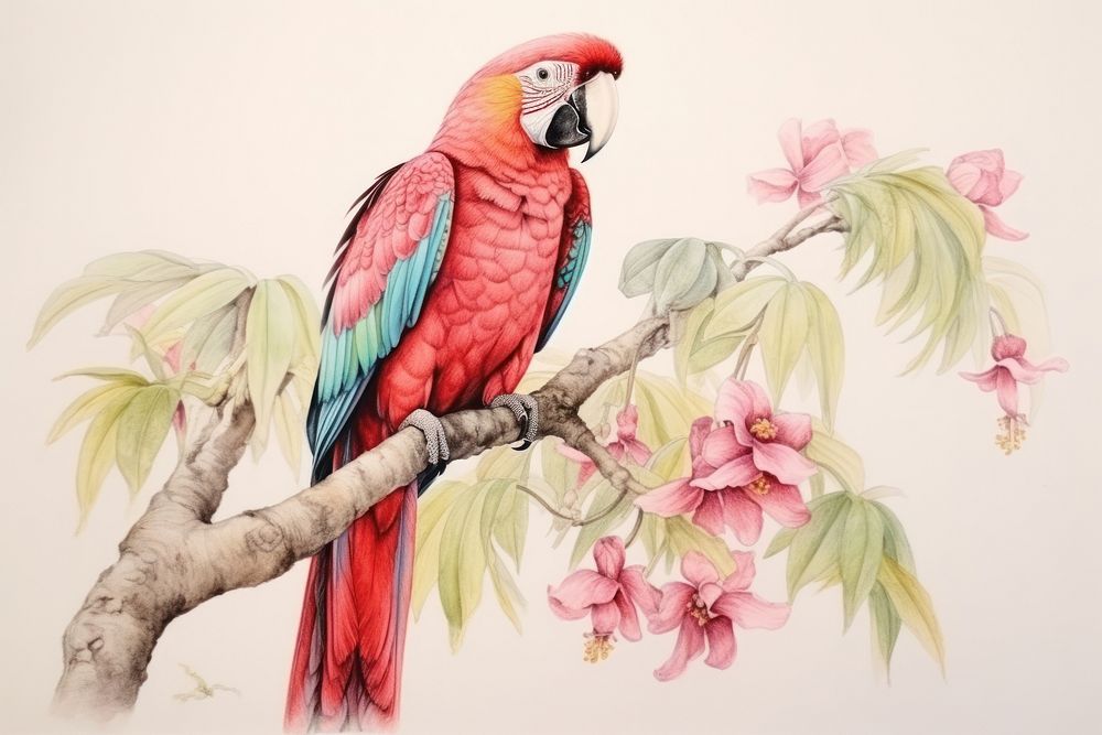 Painting of parrot drawing animal bird.