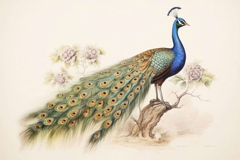 Painting peacock drawing animal bird Premium Photo Illustration