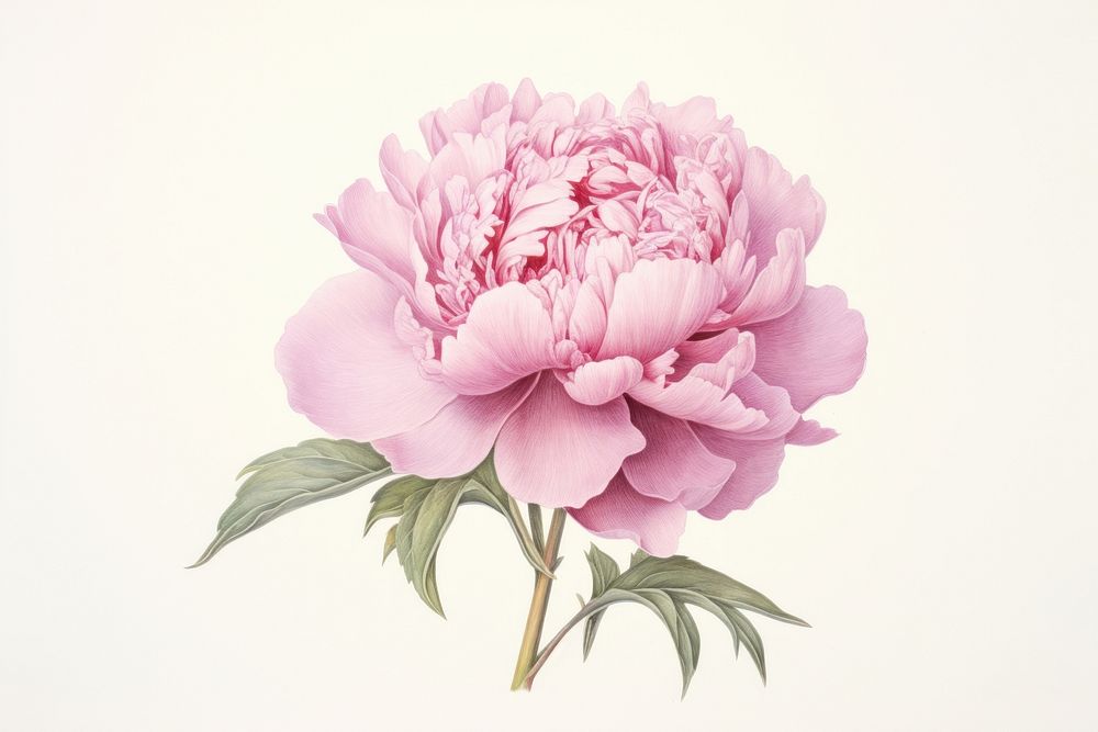 Painting of peony drawing flower plant.