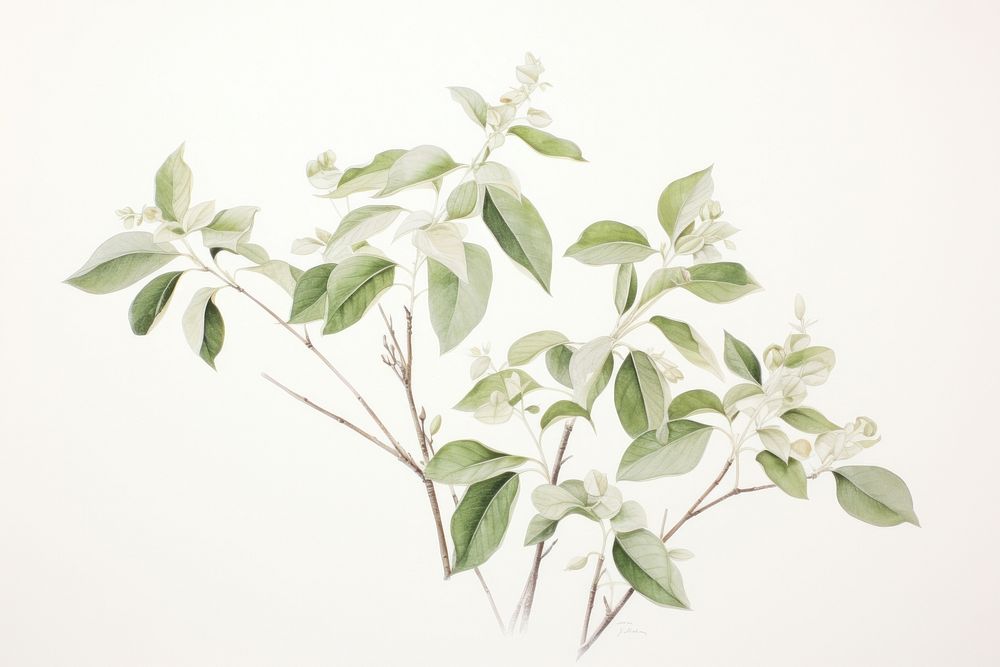 Painting of plant drawing flower white.