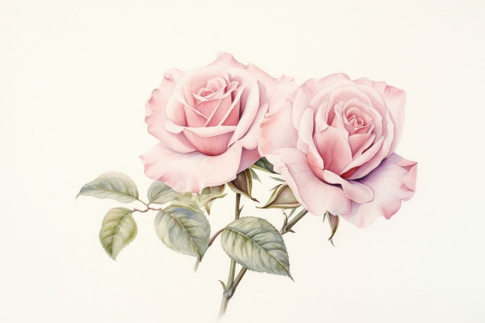 Painting of rose drawing flower plant.