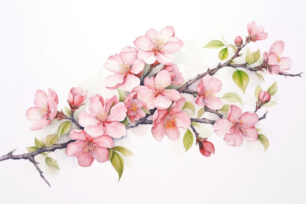 Painting of sakura blossom drawing flower.