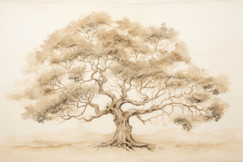Painting of tree drawing sketch plant.