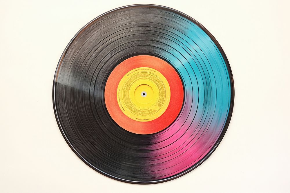 Painting of vinyl record technology gramophone turntable.
