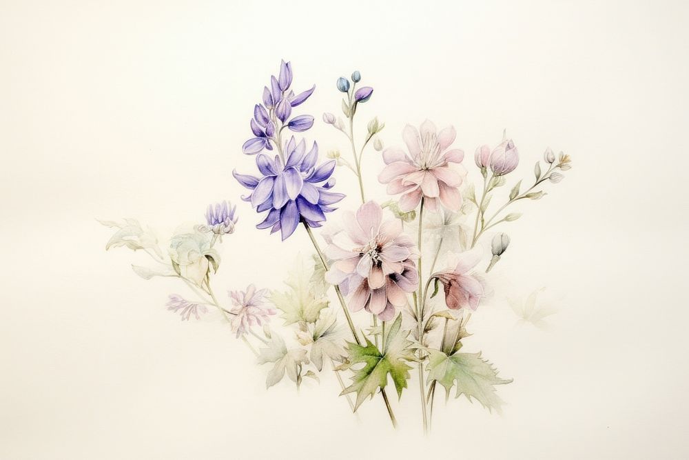 Painting of wildflower blossom drawing plant.