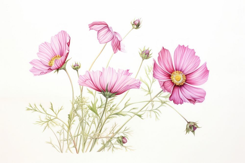 Painting of wildflower blossom drawing petal.