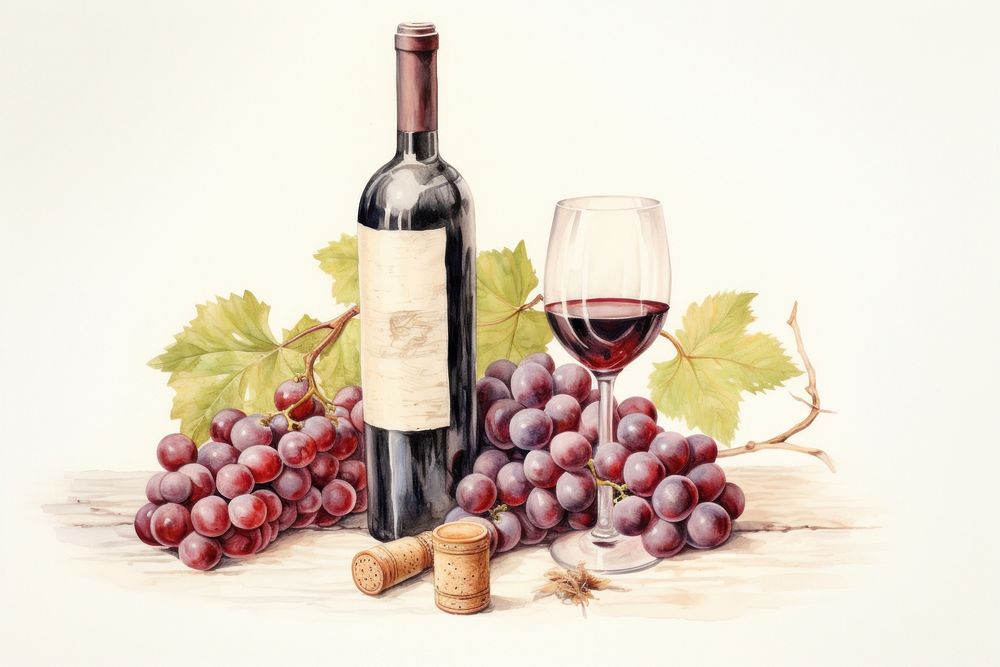Painting of wine vineyard drink refreshment.