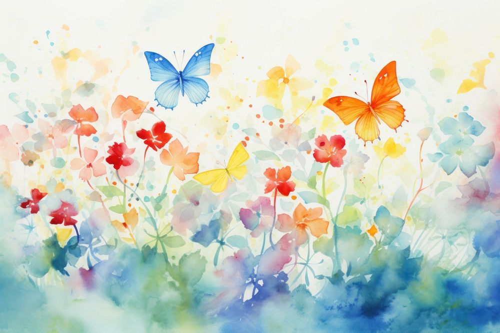 Background butterfly and flower painting backgrounds outdoors.