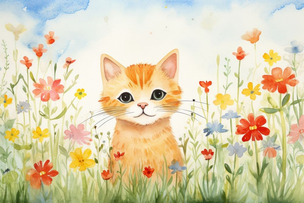 Background cat painting flower outdoors.