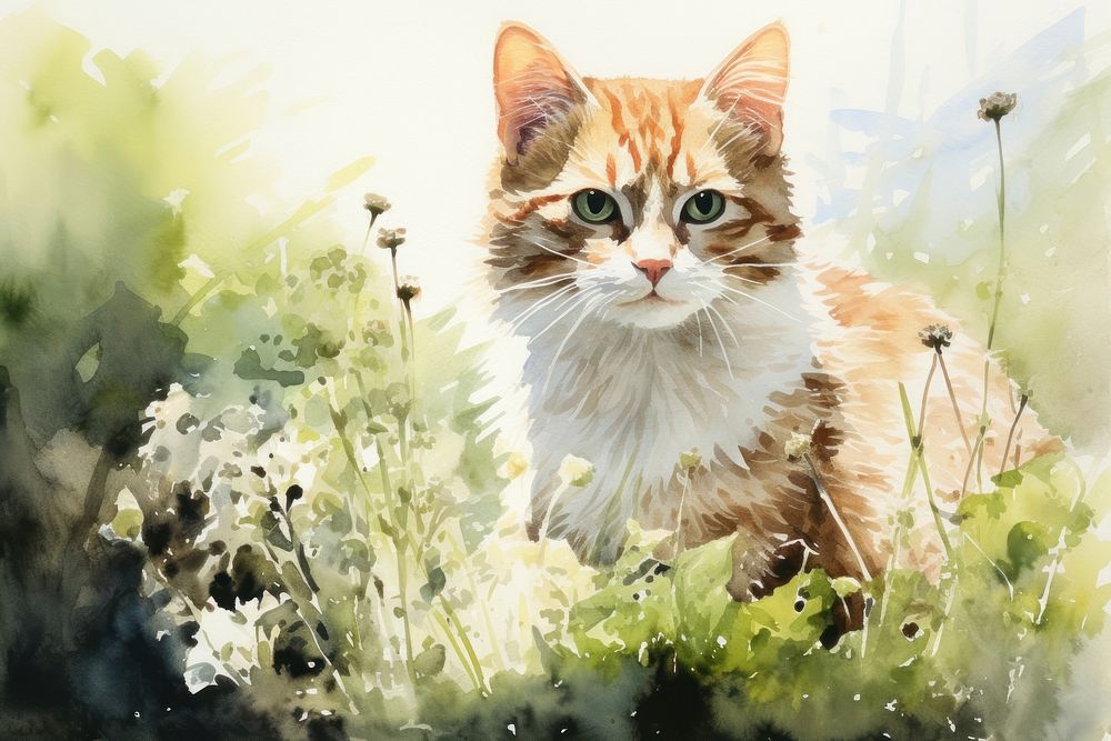 Background cat outdoors painting animal.