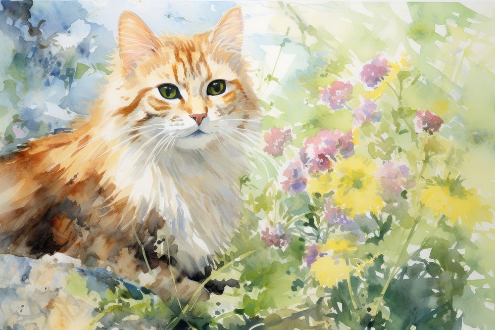 Background cat painting outdoors mammal.