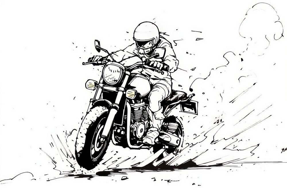 Bike riding sketch motorcycle vehicle.