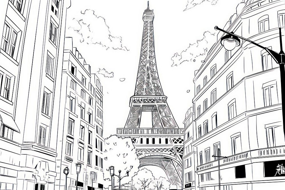 Illustration of a paris sketch architecture building.