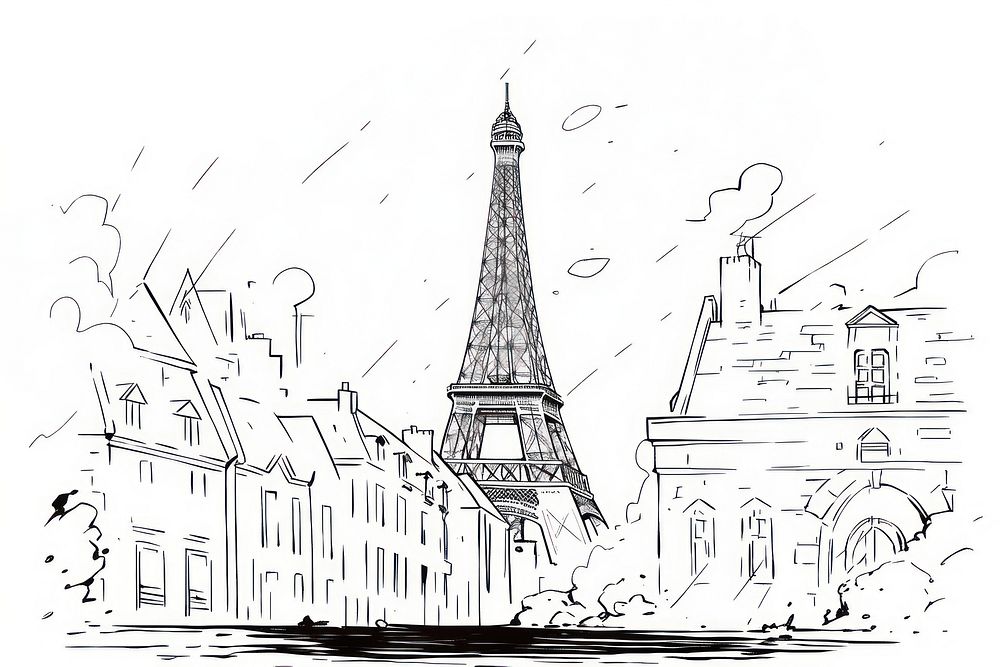 Illustration of a paris sketch spire architecture.