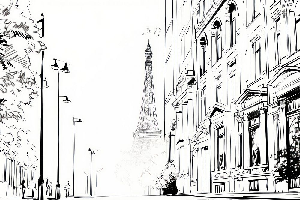 Illustration of a paris sketch architecture building.