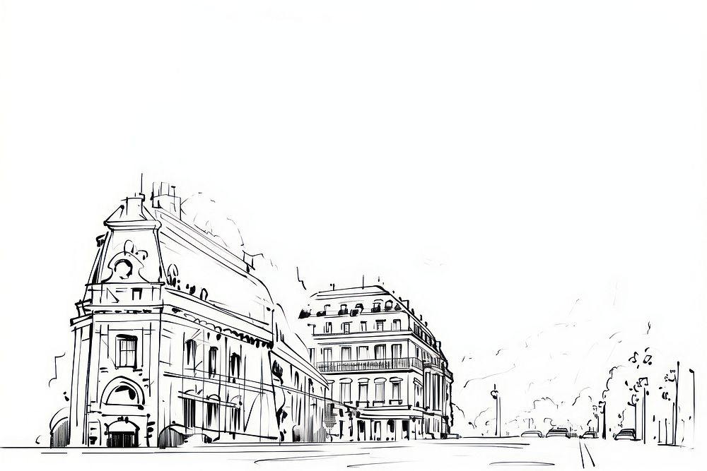 Illustration of a paris sketch cartoon drawing.