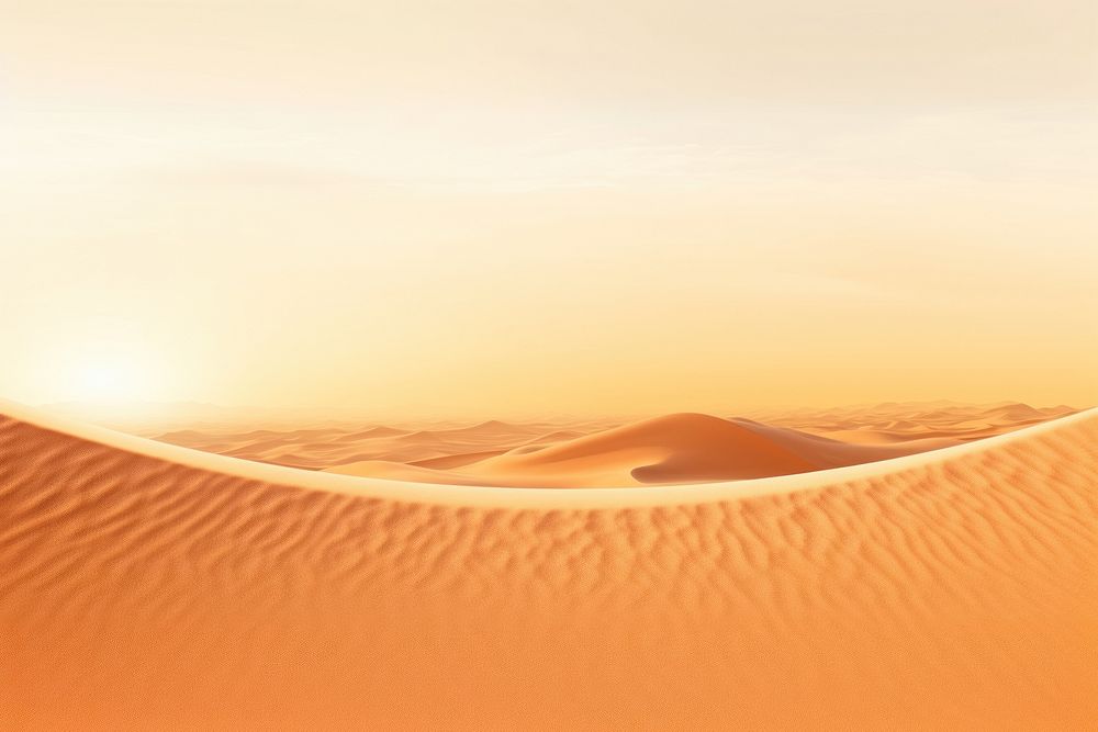 Oasis at sunset in a sandy desert nature backgrounds landscape.