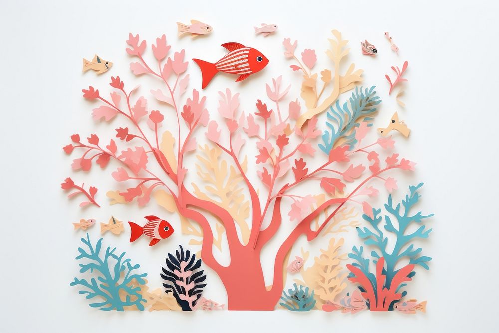 Coral and fish art painting pattern.