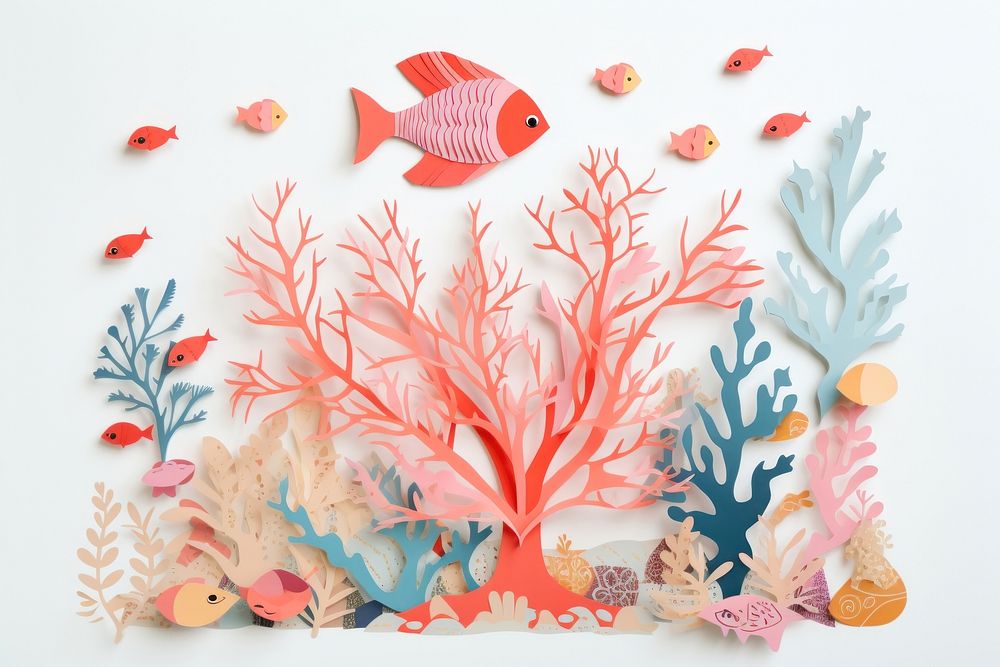 Coral and fish art painting nature.