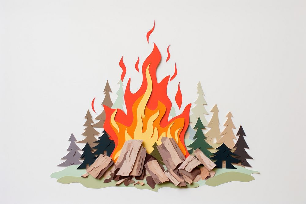 Bonfire fireplace art deforestation.