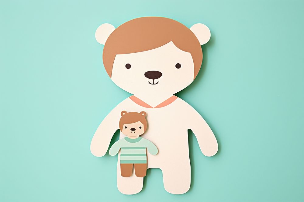 Baby and teddy bear cute art toy.