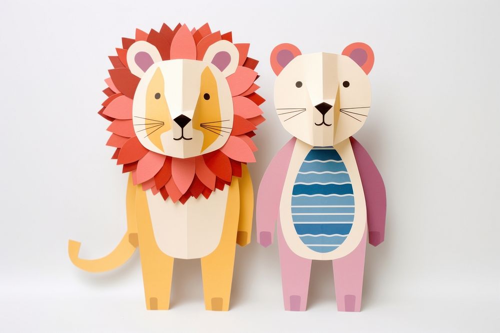 Couple Lion art craft cute.