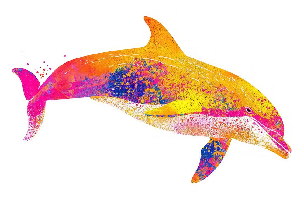 Dolphin Risograph style dolphin animal mammal.