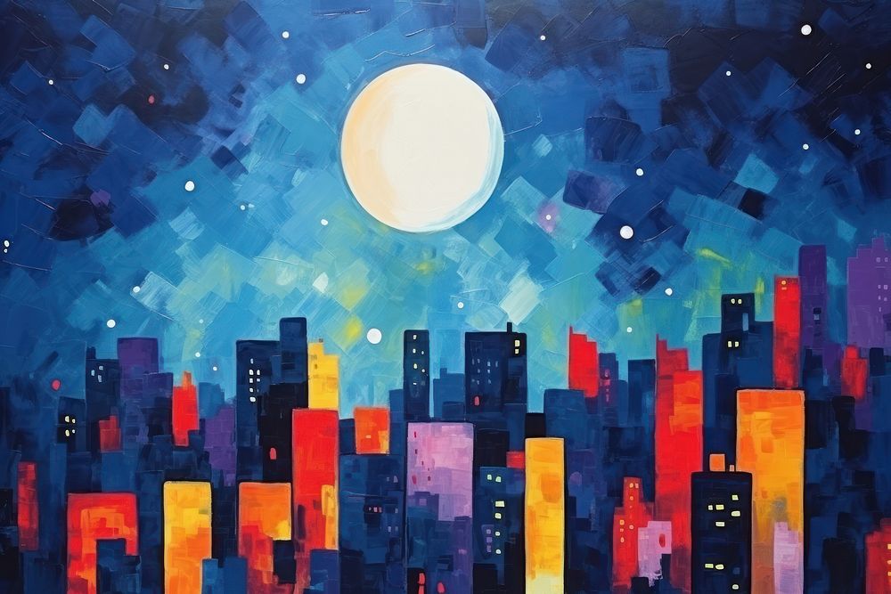 PNG Night sky in city painting backgrounds night.