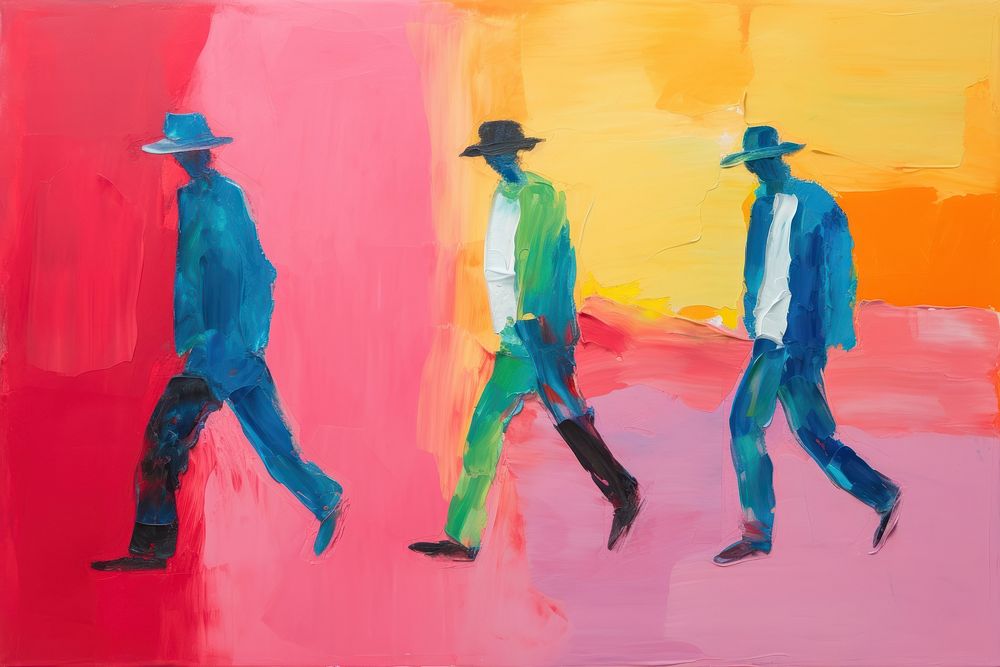 Men walking painting adult art.