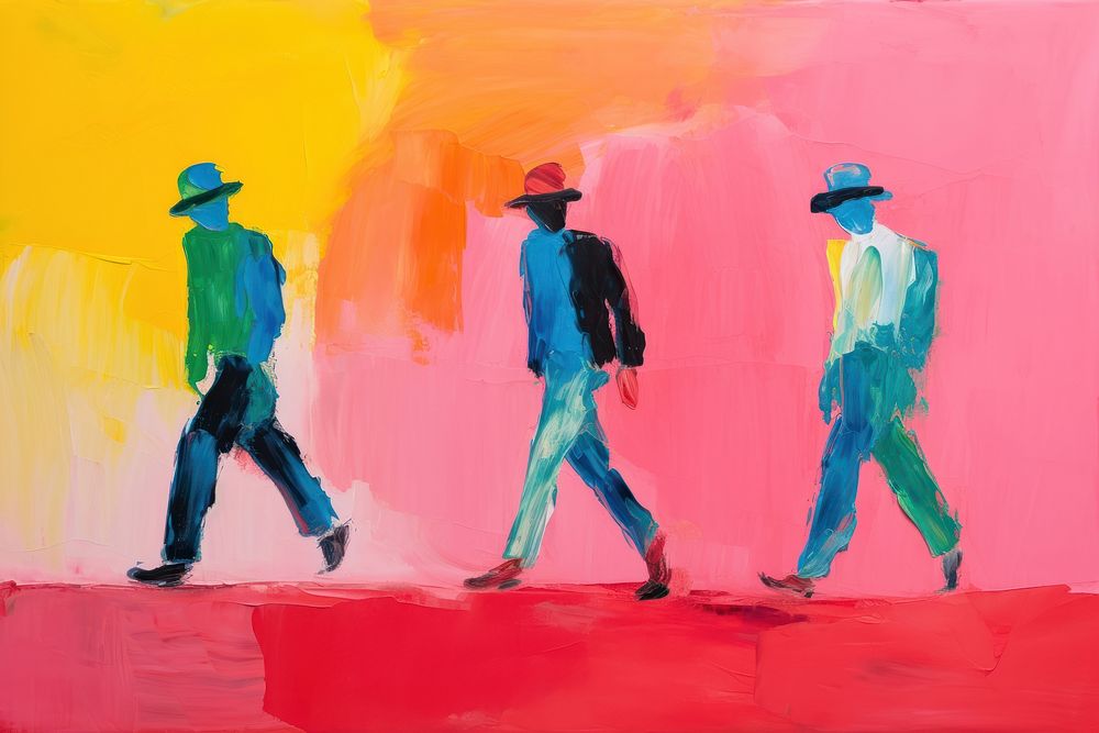 Men walking painting adult art.