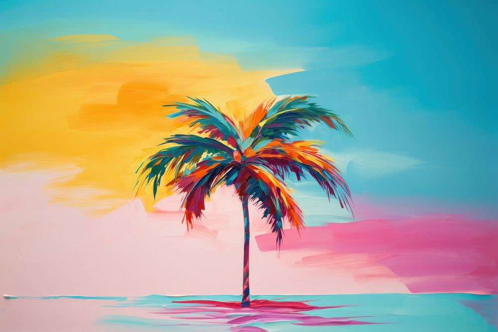 PNG Palm tree painting outdoors nature.