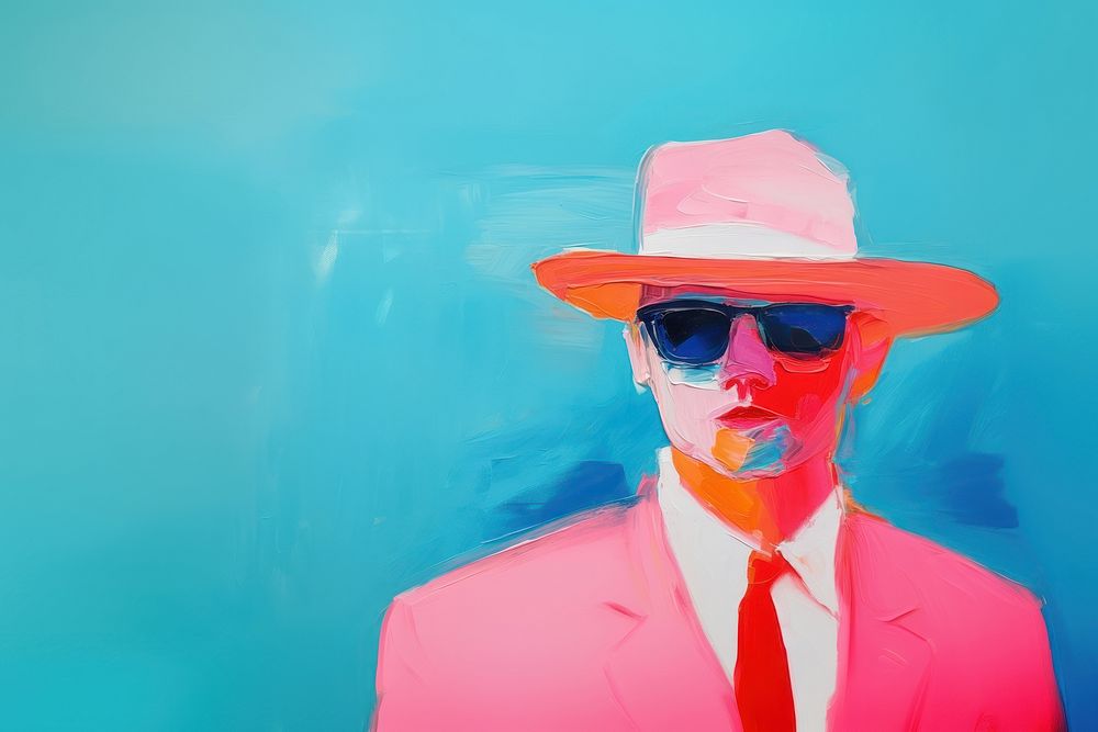 Travel painting sunglasses portrait.