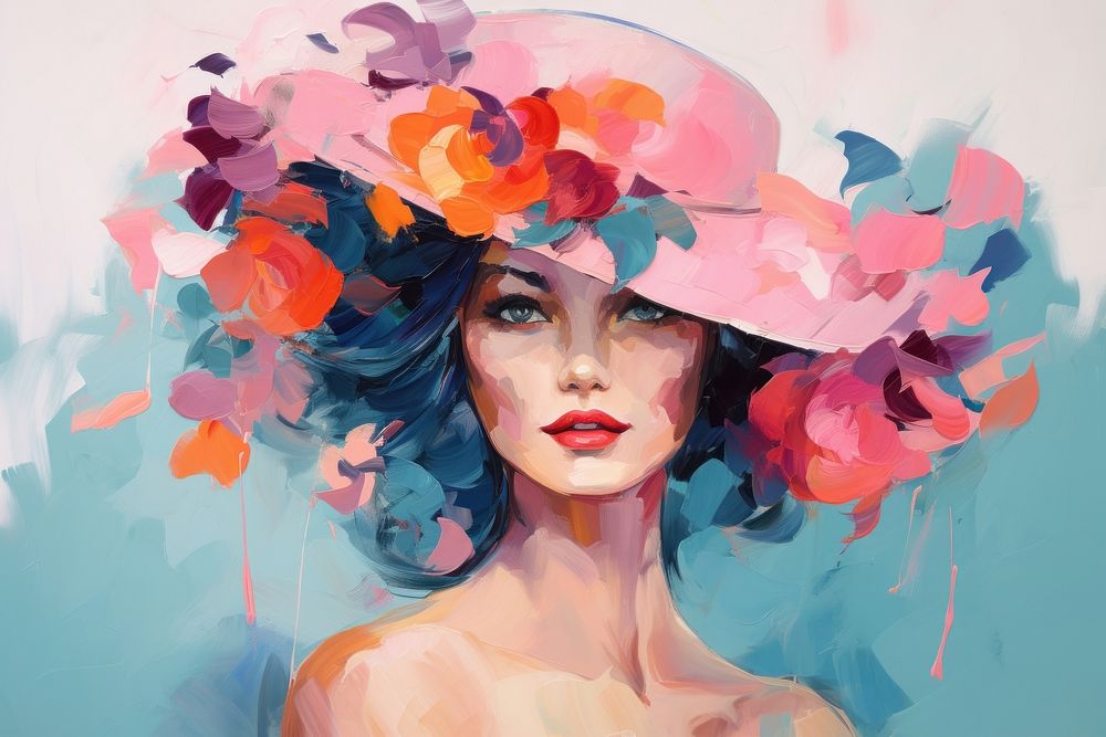 Spring theme painting portrait flower. | Free Photo Illustration - rawpixel