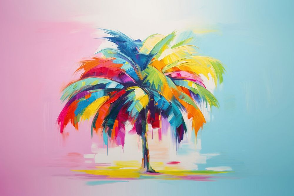 PNG Palm tree painting nature plant.