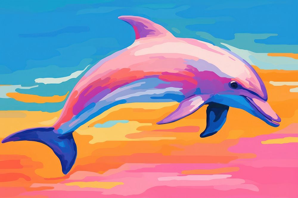 Dolphin and sea painting animal mammal.