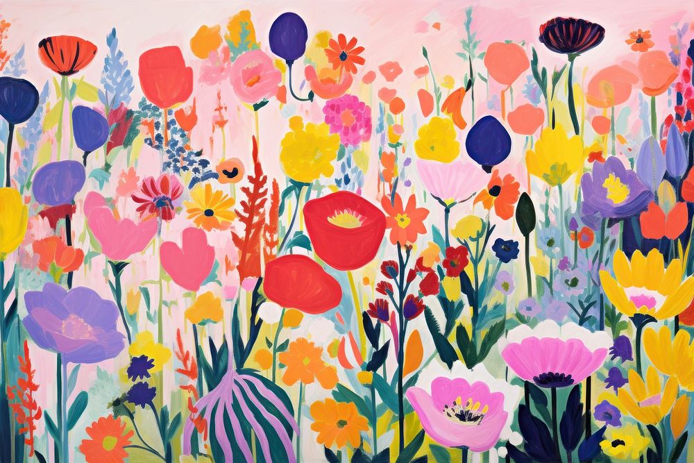 Flower garden painting backgrounds pattern.