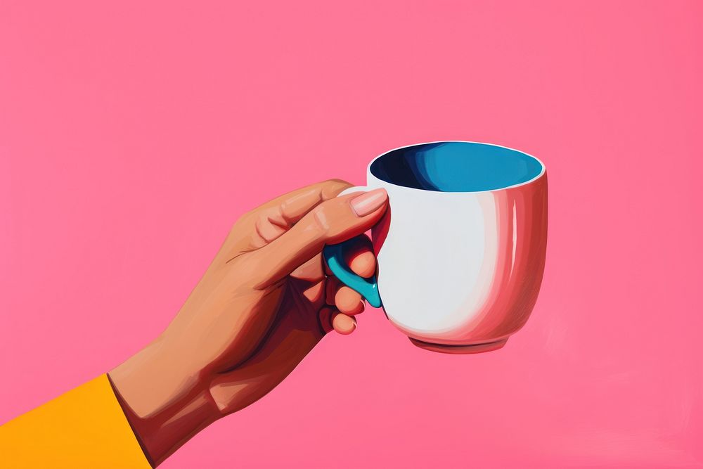 Hand holding coffee cup drink mug refreshment.
