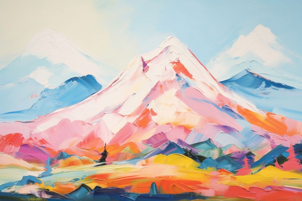 Fuji mountain painting backgrounds outdoors.