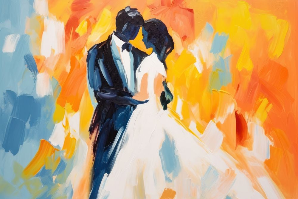 PNG Wedding painting wedding kissing.