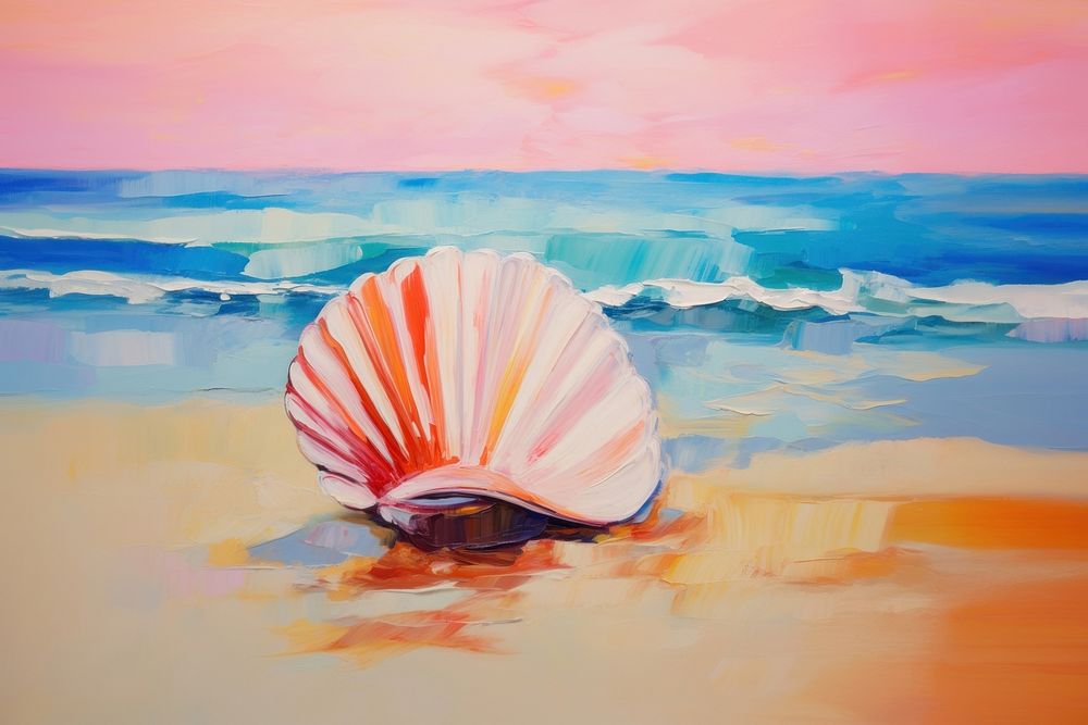 Beach and shells seashell outdoors painting.